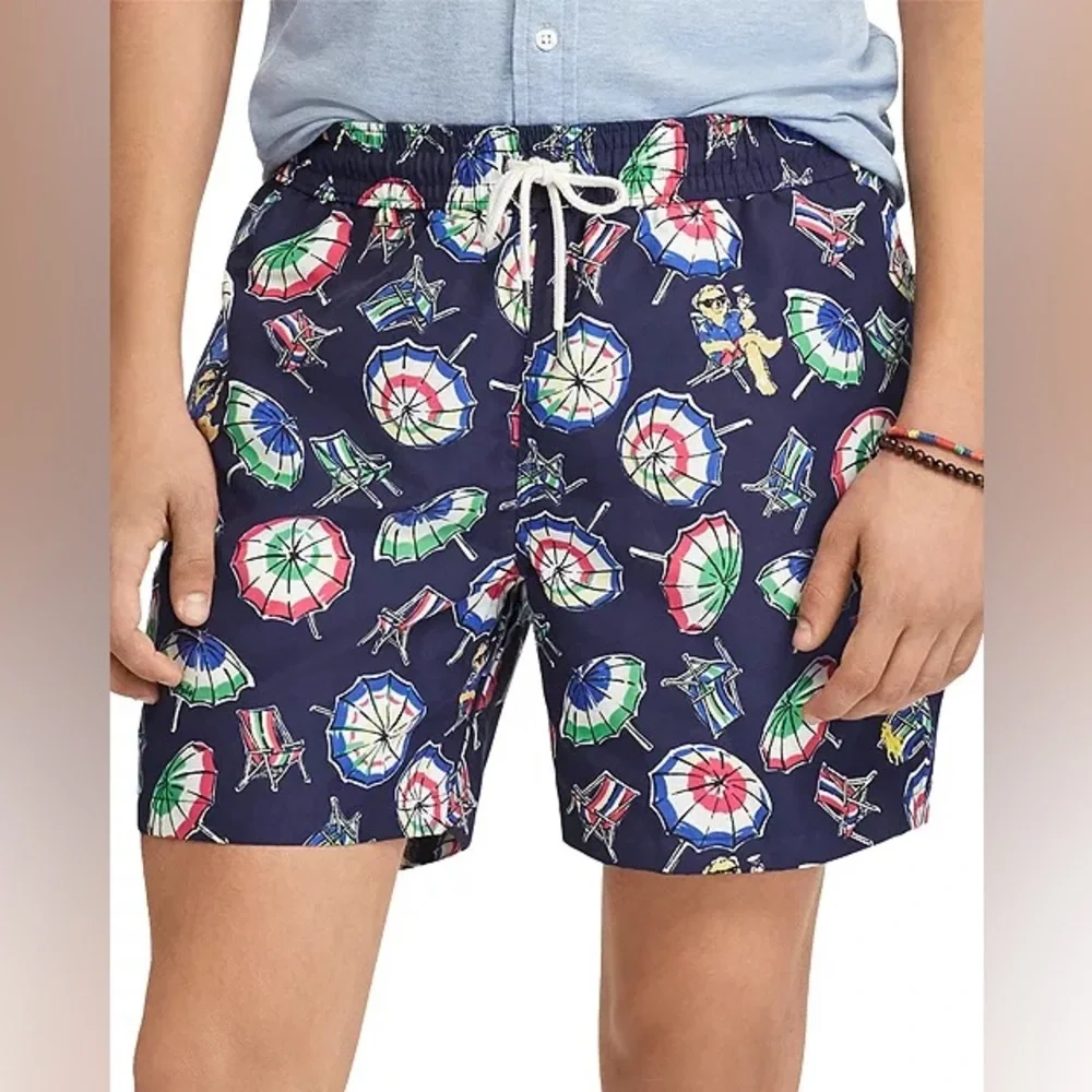 Polo Ralph Lauren Traveler Swim Trunks Men’s XL‎ Polo Bear Beach Umbrella Navy